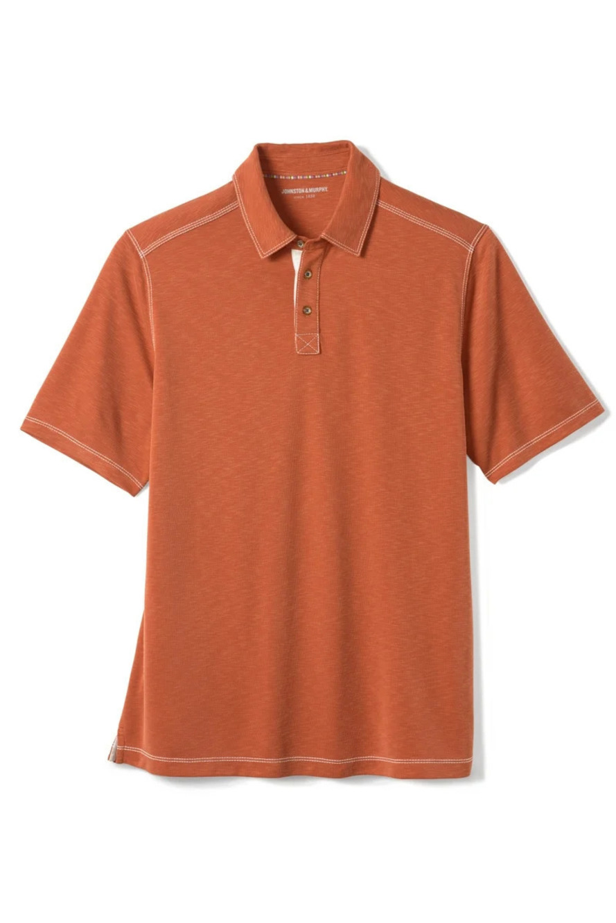 Johnston & Murphy Rust Vintage Slub Polo/23229